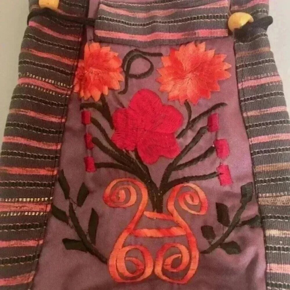 Womens Mexican Colorful Embroidery Mini Crossbody Bag Purse - Picture 3 of 9